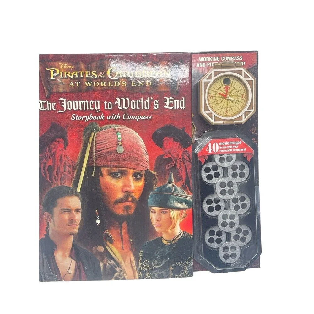 Disney Pirates of the Caribbean Journey to World's End Storybook + Compass NEW